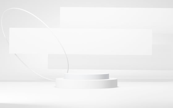 Podium abstract background. Geometric shape.white colors scene. Minimal 3d rendering. Scene with geometrical background. 3d render photo