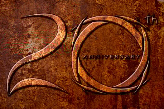 20 years anniversary on metal rust background photo