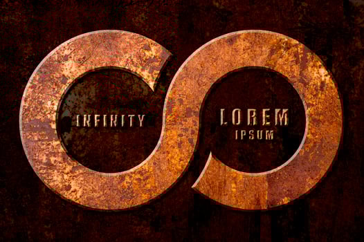 Infinity sign on the metal rust background photo