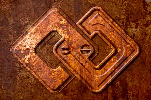 Infinity sign on the metal rust background photo
