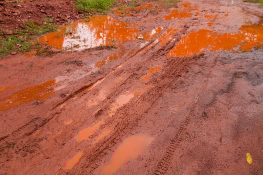 Mud Road after rain in Thailand photo