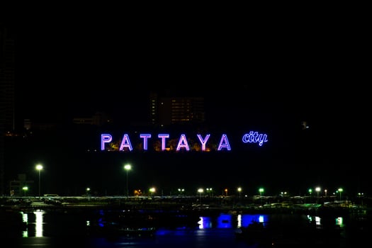 Colorful of Pattaya city alphabet in the night photo