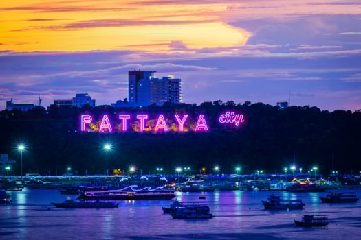 Colorful of Pattaya city alphabet in the twilight photo