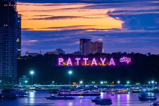 Colorful of Pattaya city alphabet in the twilight photo