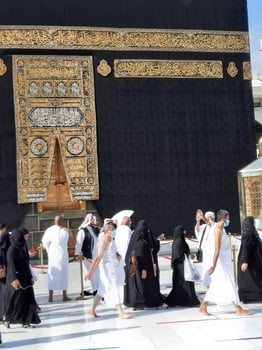 Makkah, Saudi Arabia, 2021 -  Visitors from all over the world are performing Tawaf in the Masjid al-Haram in Makkah. photo