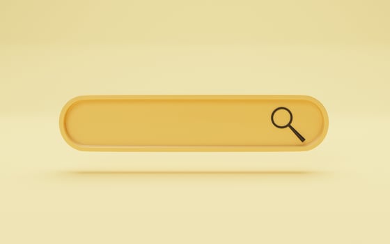 Search bar icon on yellow background , Web search engine and SEO Search Engine Optimization concept by 3D rendering. photo
