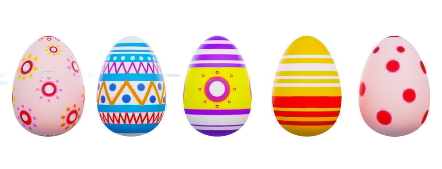 Colorful Easter eggs 3D render photo