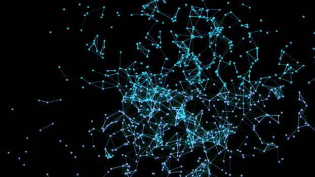 3D render Blue dot movement Abstract background for technology or science photo