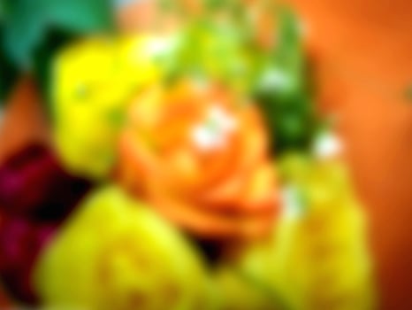 Blurred Beautiful bouquet of fresh vivid and pastel flowers photo
