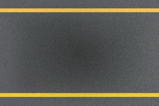 Top view of traffic yellow line marking on metal platform, abstract background photo