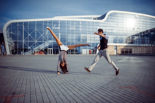 man and woman good time at the airport photo