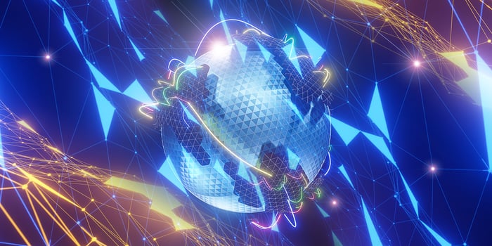 Polygonal 3D globe with line global connections.,Global social network.,3d model and illustration. photo