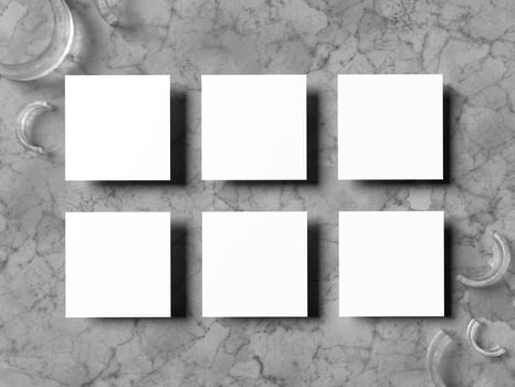 Square cards mockup with marble background photo