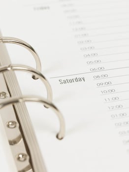 Calendar page organizer notebook weekend Saturday photo