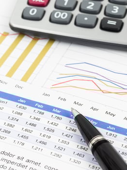Sales report line chart with graph analysis photo