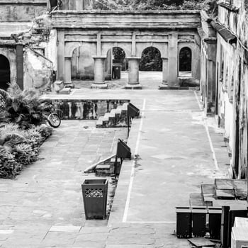Jahangir Mahal Orchha Fort in Orchha, Madhya Pradesh, India, Jahangir Mahal or Orchha Palace is citadel and garrison located in Orchha Madhya Pradesh. India, India Archaeological Site Black White photo