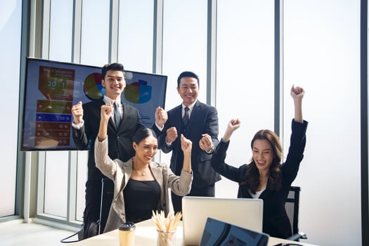 Young start-up business team working in meeting room. photo