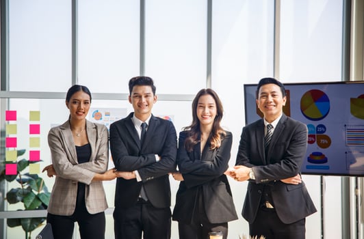 Young start-up business team working in meeting room. photo