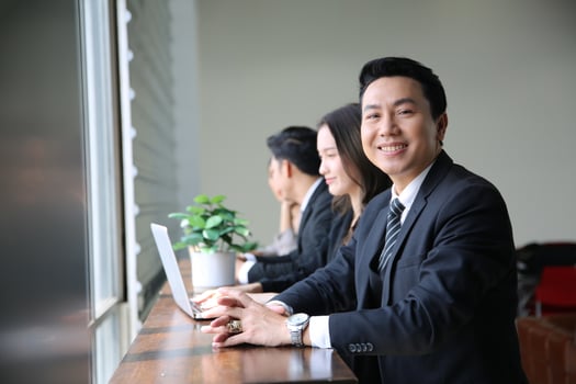 Young start-up business team working in meeting room. photo