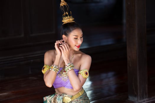 Thai costume dress beautiful women, costume thai style in thailand photo