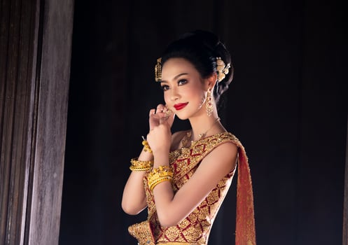 Thai costume dress beautiful women, costume thai style in thailand photo