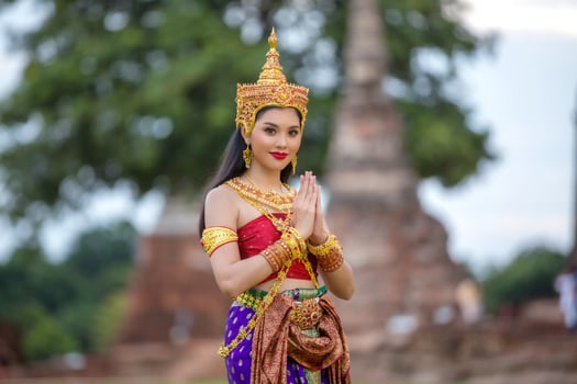 Thai costume dress beautiful women, costume thai style in thailand photo