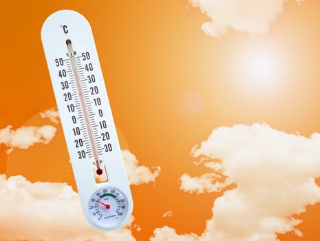 thermometer in the sky, hot temperature photo