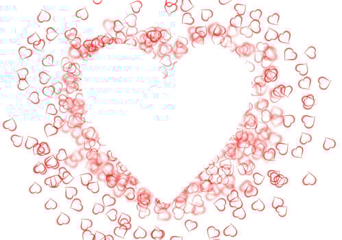 Red hearted background with white heart frame inside. photo