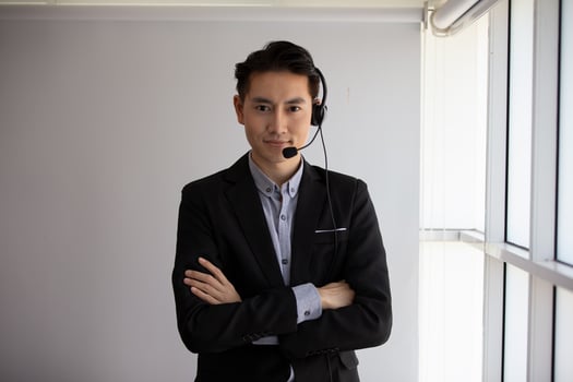 Service Team Concept. Operator or Contact Center Sale in Office, Information People Call Center, Quality Professional Team Sales Support Office. Environment Workplace Representative Company. photo