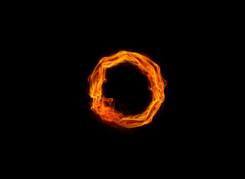 Circle sign made of burning flame photo