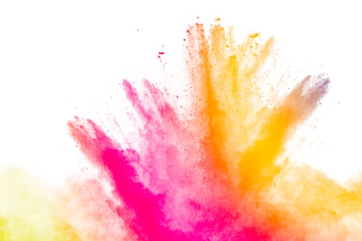 Set of variant color powder explosion on white background.Colorful dust explode. photo