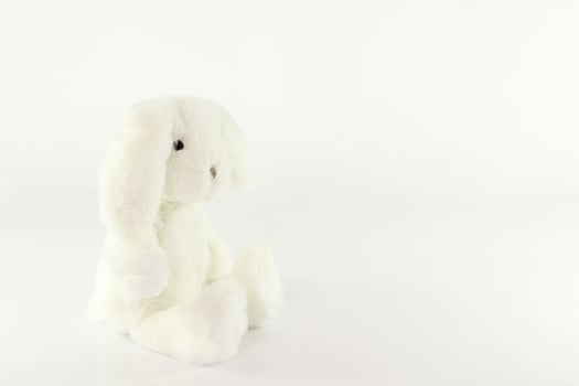 White fluffy rabbit toy, stuffed bunny photo
