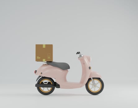 Online express delivery scooter parcel box service 3D render illustration photo