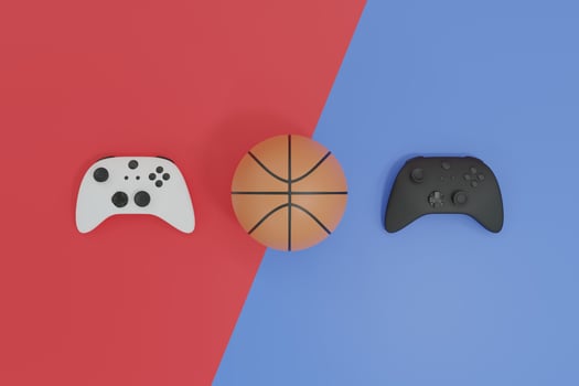 White and black joystick basketball competition 3D render illustration photo