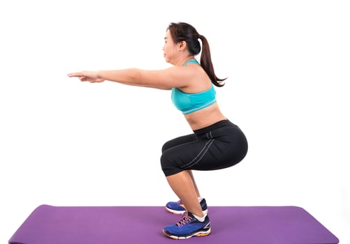 chubby woman doing fitness photo