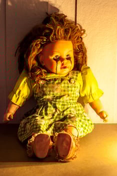 Close up of scary doll photo