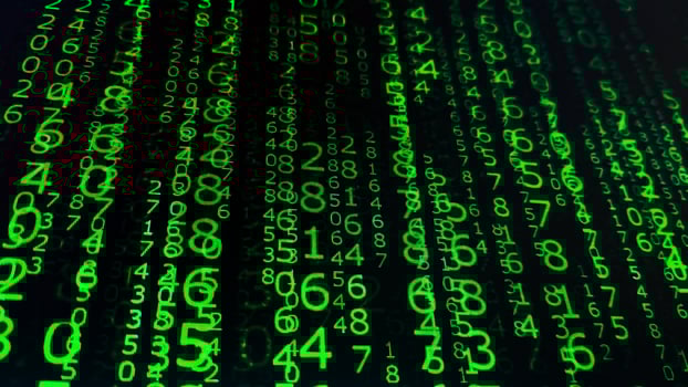 binary numbers on computer screen matrix background photo