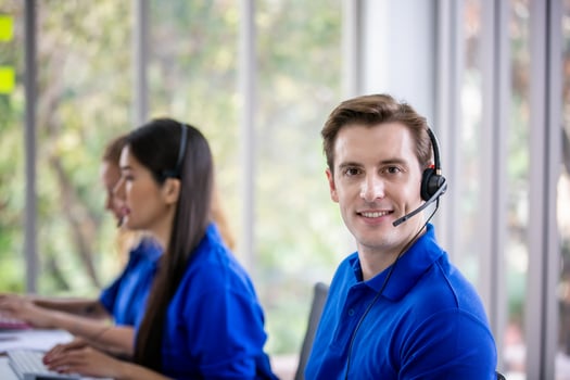 Service Team Concept. Operator or Contact Center Sale in Office, Information People Call Center, Quality Professional Team Sales Support Office. Environment Workplace Representative Company. photo