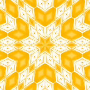 Yellow and white abstract square background. Kaleidoscope pattern. Free background. photo