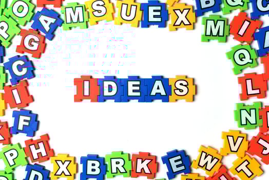 Puzzle Ideas on white background photo