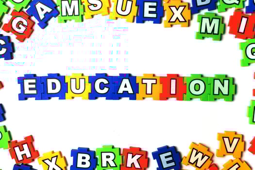 Puzzle education on white background photo