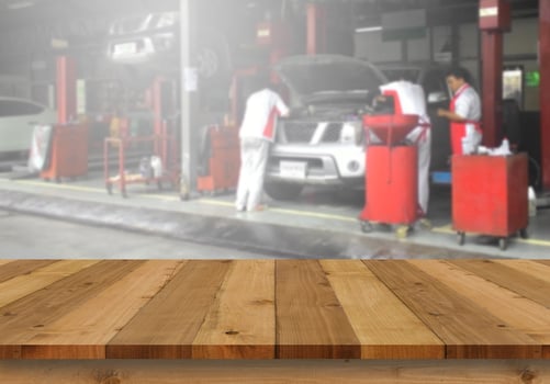 Wood floor and mechanic repair car background photo