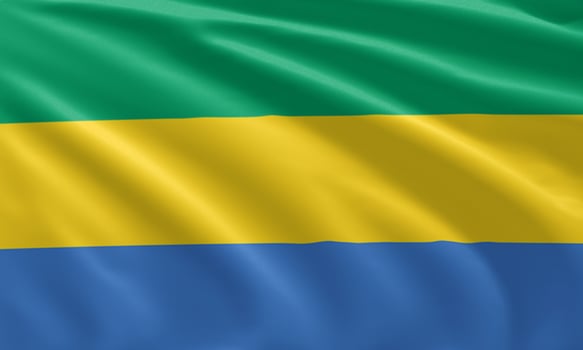 close up waving flag of Gabon photo