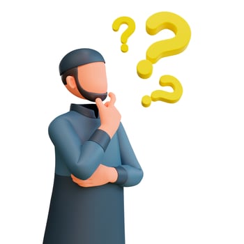 muslim man with question mark photo