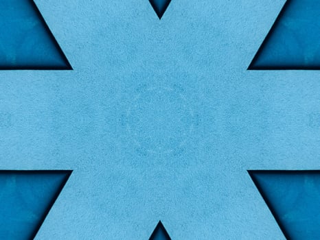 Plain blue kaleidoscope pattern. Abstract background. Free photo. photo