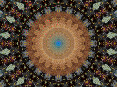 Colorful floral reflection kaleidoscope pattern. Abstract background. Free photo. photo