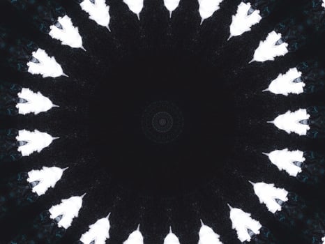 Gothic vibes abstract background in dark blue and black color. Kaleidoscope pattern. Free photo. photo