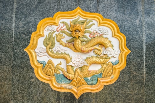 Chinese dragon sculpture decoration in Chinese Martyrs memorial Museum on Doi Mae Salong of Chiang Rai province, Thailand. photo