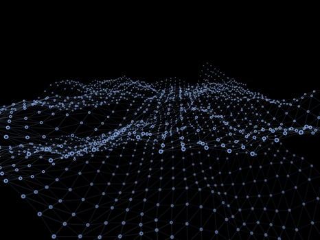 Block chain network concept 3d technology, background made of circle lines and particles. 3D rendering. photo