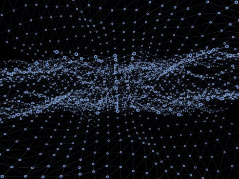 Block chain network concept 3d technology, background made of circle lines and particles. 3D rendering. photo